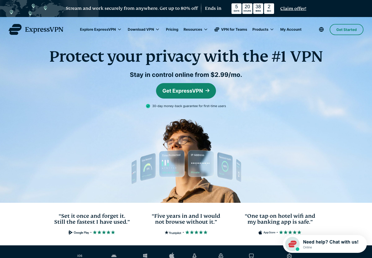 ExpressVPN 官方首页截图